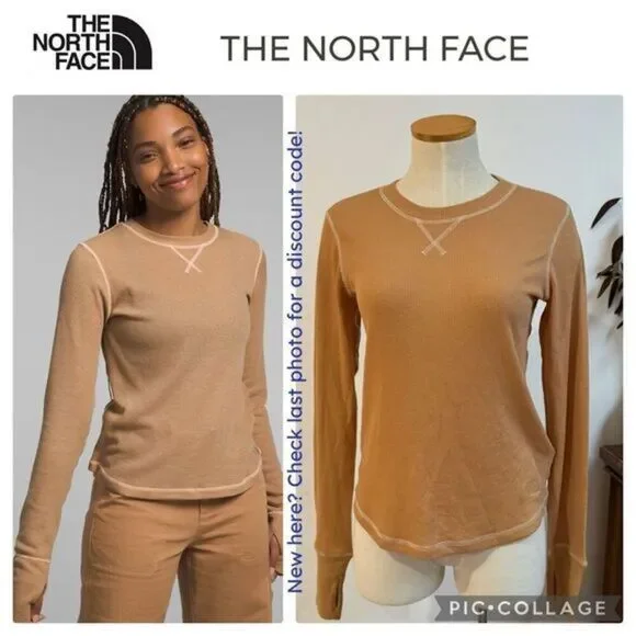 The North Face | Women's Sunpeak Waffle Knit Top w/Thumbholes - Almond Butter, M - Picture 1 of 13